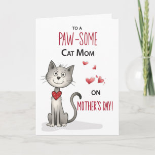 Cartão Pawsome Cat Pet Mãe Dia de as mães Whimsso