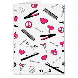 Cartão Paz, amor, & acessórios do cabelo (rosa)