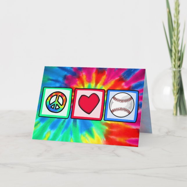 Cartão Paz, amor, basebol (Frente)