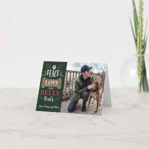 Cartão Paz Amor Belly Rubs Cachorro Feliz Natal Christmas