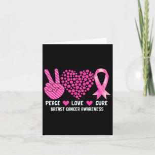 Cartão Paz Amor Cura Cancer Mama Consciência Rosa Ribbo