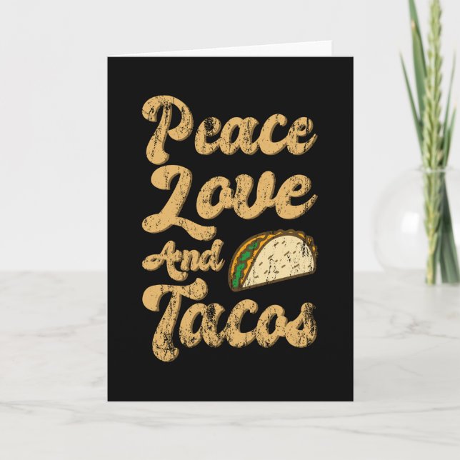 Cartão PAZ AMOR E TACOS Engraçado Amante de Tacos Terça-F (Frente)