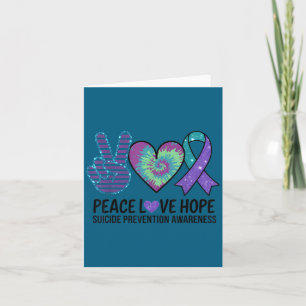 Cartão Paz Amor Esperança Prevenção de Suicídio Tie Dye C