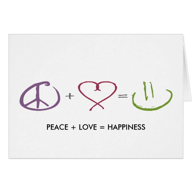 Cartão Paz + Amor = felicidade (Frente horizontal)