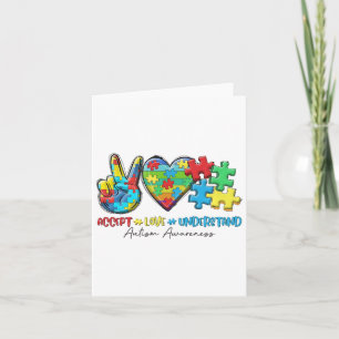 Cartão Paz Amor Fita Autismo Atenção Aceitar Amor