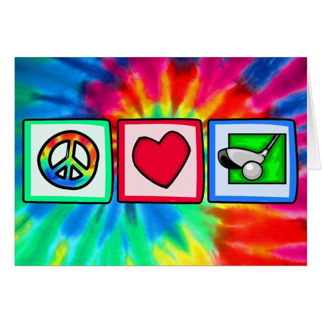 Cartão Paz, amor, golfe (Frente Horizontal)