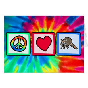 Cartão Paz, amor, guaxinins