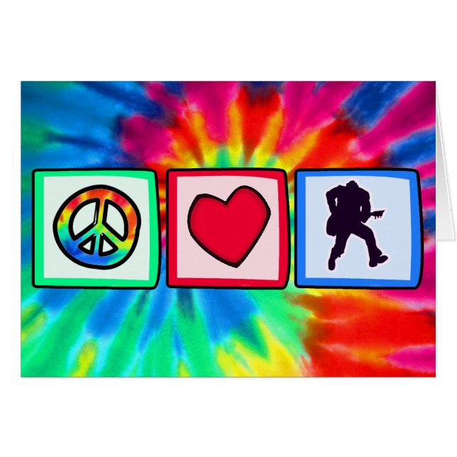 Cartão Paz, amor, guitarra (Frente Horizontal)