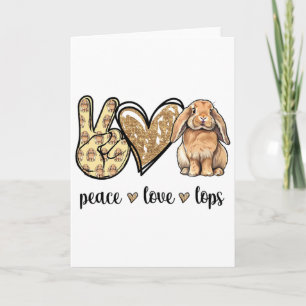 Cartão Paz Amor Mini Holland Lop Bunny Amante Coelho