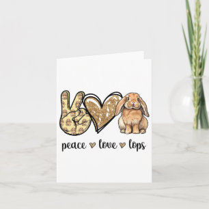 Cartão Paz Amor Mini Holland Lop Bunny Amante Coelho