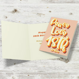 Cartão Paz Amor Pêssego Retro Groovy 18 Anos Feliz Aniver