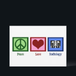 Cartão Paz Amor Radiologia Radiologista Fofa<br><div class="desc">Um sinal de paz,  coração e um raio-x. Um cartão fofo para um radiologista. Cartões de Paz Amor Radiologia.</div>