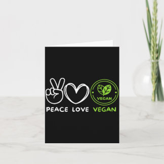 Cartão Paz amor vegano retrô amante vegano comida vegana