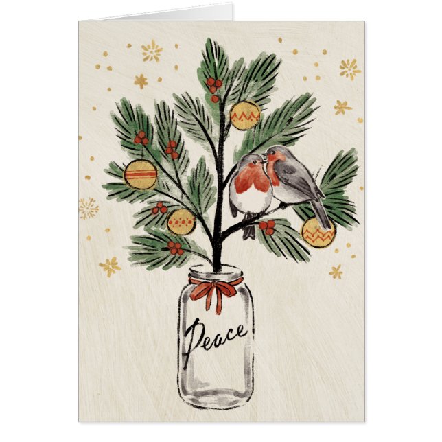 Cartão Paz de Aves de Natal (Frente)