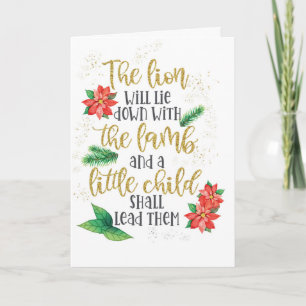 Cartão Paz de Leão e Lamb e Bênçãos no Natal