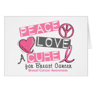 Cartão PAZ do cancro da mama, AMOR, uma CURA 1