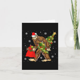 Cartão Pé Grande Carregando Árvore de Natal Crença