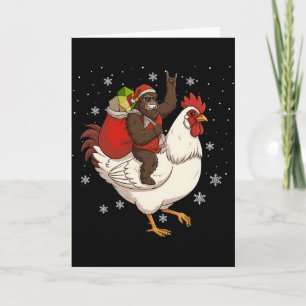 Cartão Pé Grande Cavalgando Frango Veado Natal Frango Nat