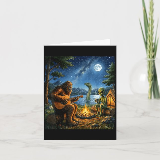 Cartão Pé Grande E Alien Loch Ness Fogo Sasquatch Diversã (Frente)