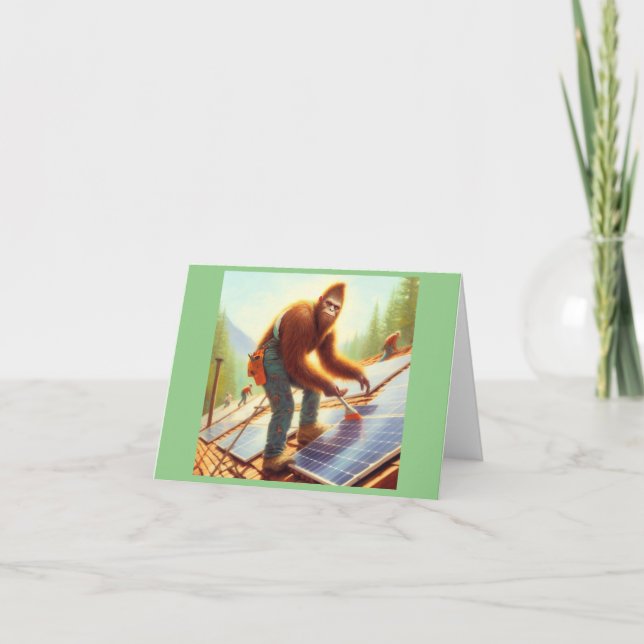 Cartão Pé-Grande Instalando Painéis Solares (Frente)