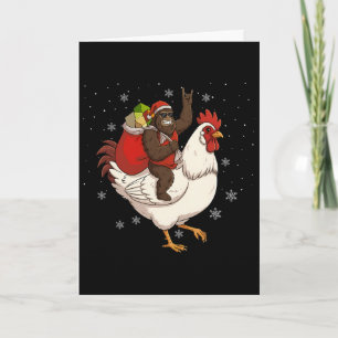 Cartão Pé Grande Montando Veado de Natal Frango Natal