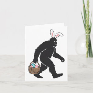 Cartão Pé-Grande Sasquatch Bunny Ears Carregando Páscoa O