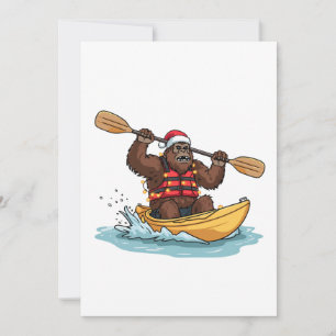 Cartão Pé Grande Sasquatch Caiaque Natal Esporte Aquático