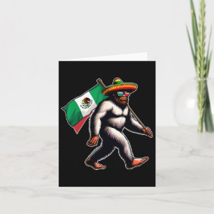 Cartão Pé Grande Segurando No México Bandeira Funny Cinco