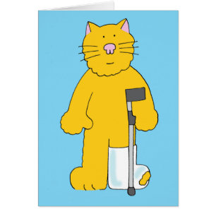 Cartão Pé quebrado, gato com pé no emplastro