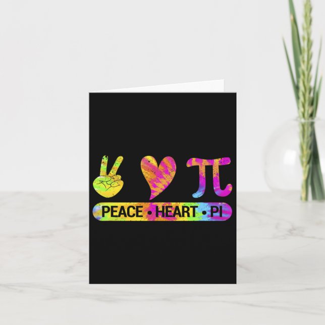 Cartão Peace Heart Pi Day Tie Dye Mathematics Mat (Frente)