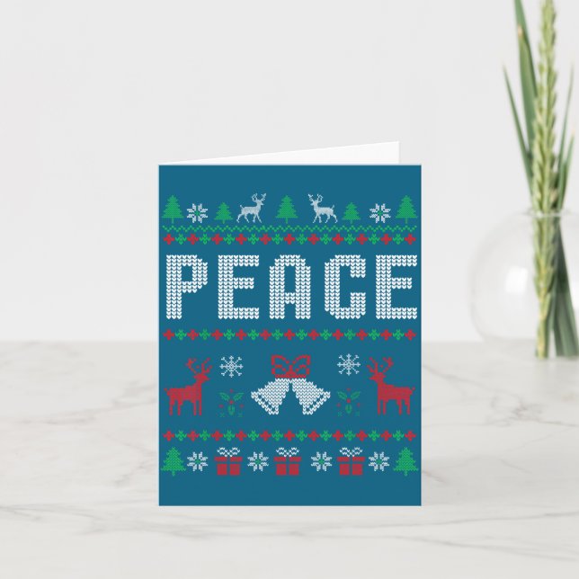 Cartão Peace I Come In Peace Couple Matching Ugly Christm (Frente)