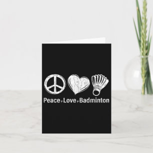 Cartão Peace Love Badminton Encantado Jogador de Esportes
