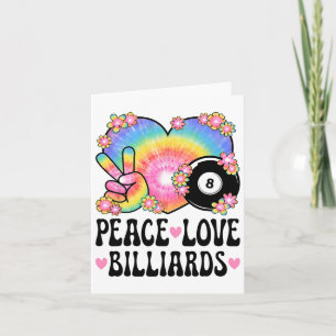 Cartão Peace Love Billiards Lover 60s 70s Hippie Outfit B