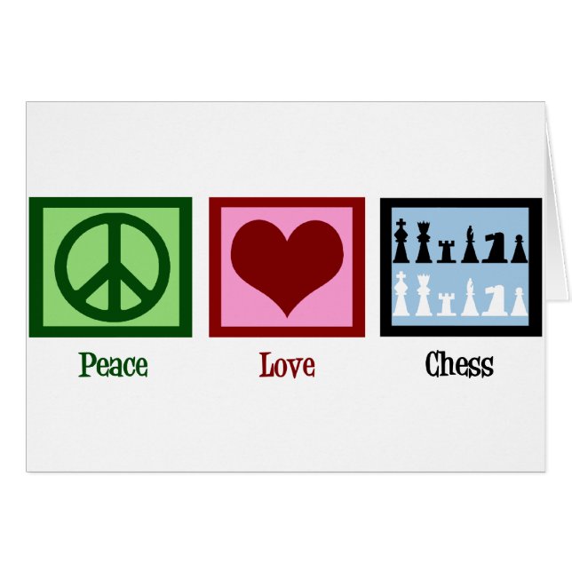 Cartão Peace Love Chess (Frente Horizontal)