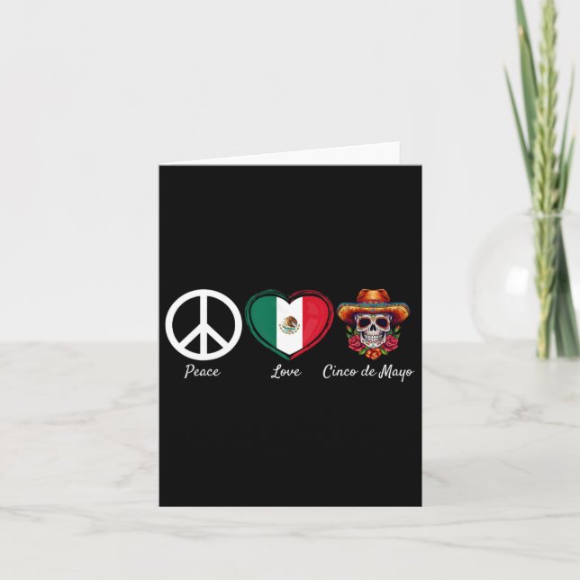 Cartão Peace Love Cinco De Mayo Mexicano 5 (Frente)