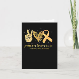 Cartão Peace Love Cure Chilhood Cancer Awarness Dourado R