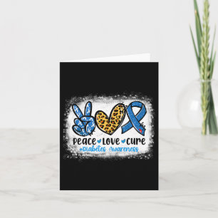 Cartão Peace Love Cure Cinza Blue Ribbon Diabetes Awarene