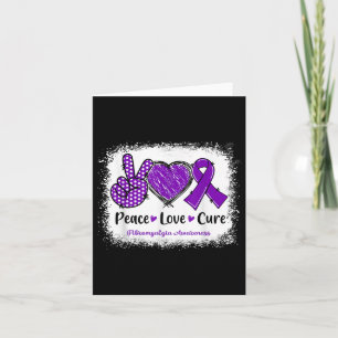 Cartão Peace Love Cure Fibromialgia Consciência Roxo