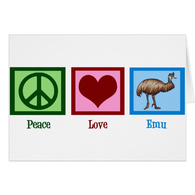 Cartão Peace Love Emu (Frente Horizontal)