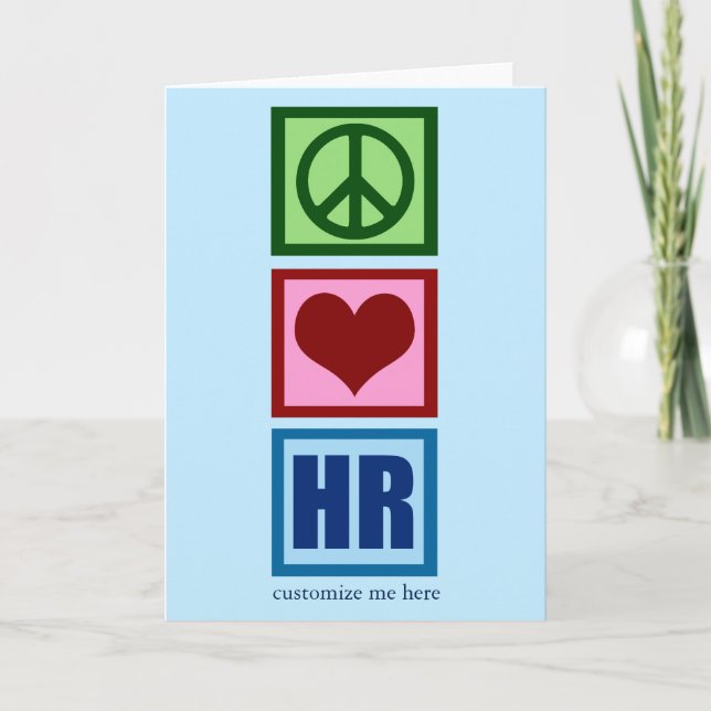 Cartão Peace Love HR Recursos Humanos Personalizados Azul (Frente)