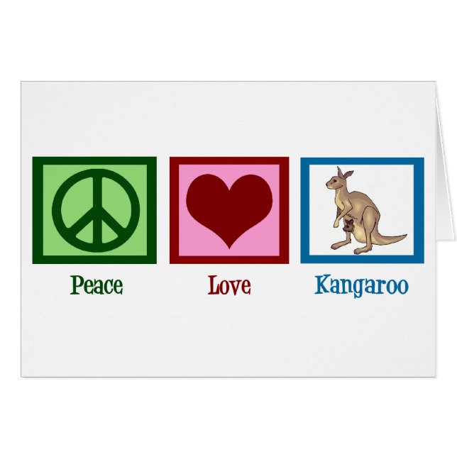 Cartão Peace Love Kangaroo (Frente Horizontal)