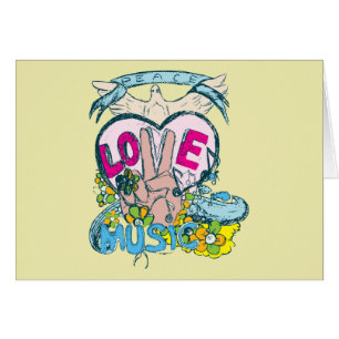 Cartão Peace Love Music - Ilustração de 1960