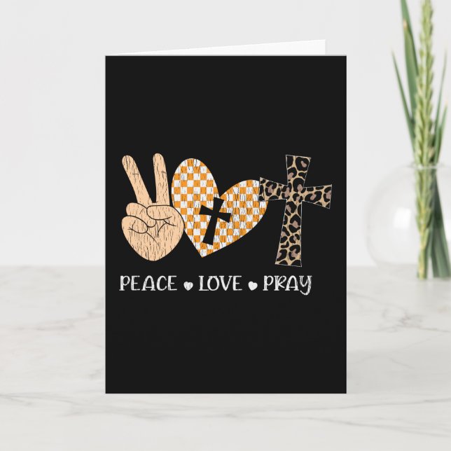 Cartão Peace Love Pray Thanksgiving Christmas Christian (Frente)