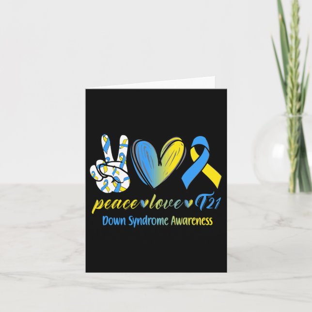 Cartão Peace Love T21 Down Syndrome Sensibilização S (Frente)