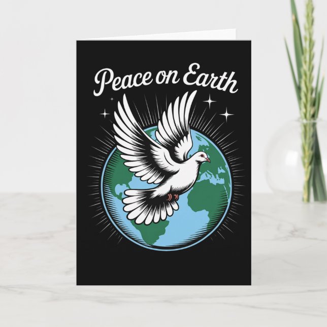 Cartão Peace On Earth Dove And Globe Faith Christmas Spir (Frente)