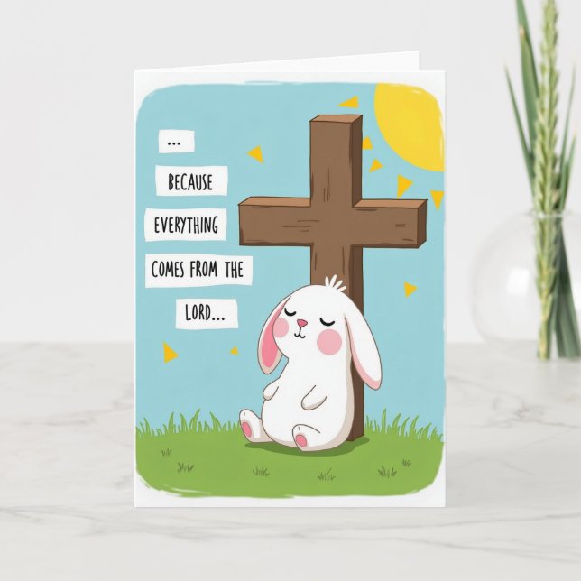 Cartão Peaceful Bunny Prayer Card (Frente)