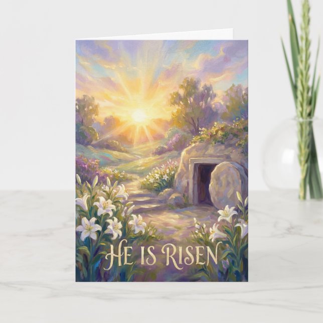 Cartão Peaceful Morning at the Empty Tomb Easter Card (Frente)