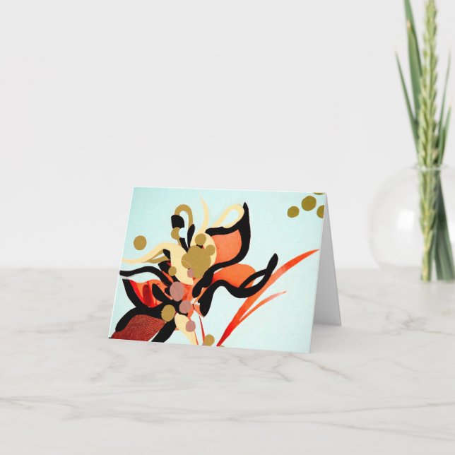 Cartão Peach Blooms Sobre Azul (Frente)