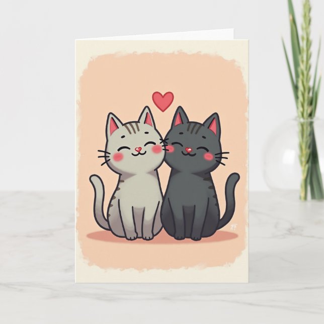 Cartão Peach Cute Cats Love Card (Frente)