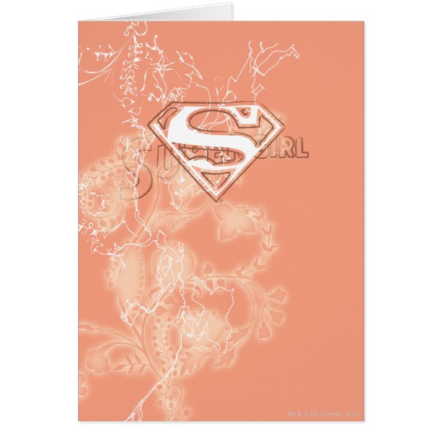 Cartão Peach Floral Patterno Supergirl (Frente)